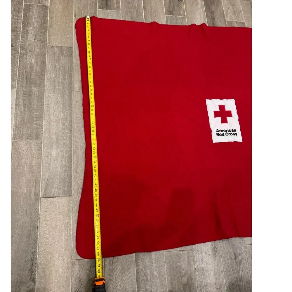 American Red Cross Fleece Blanket Red 58x67‎ Emergency Relief Throw Polyester